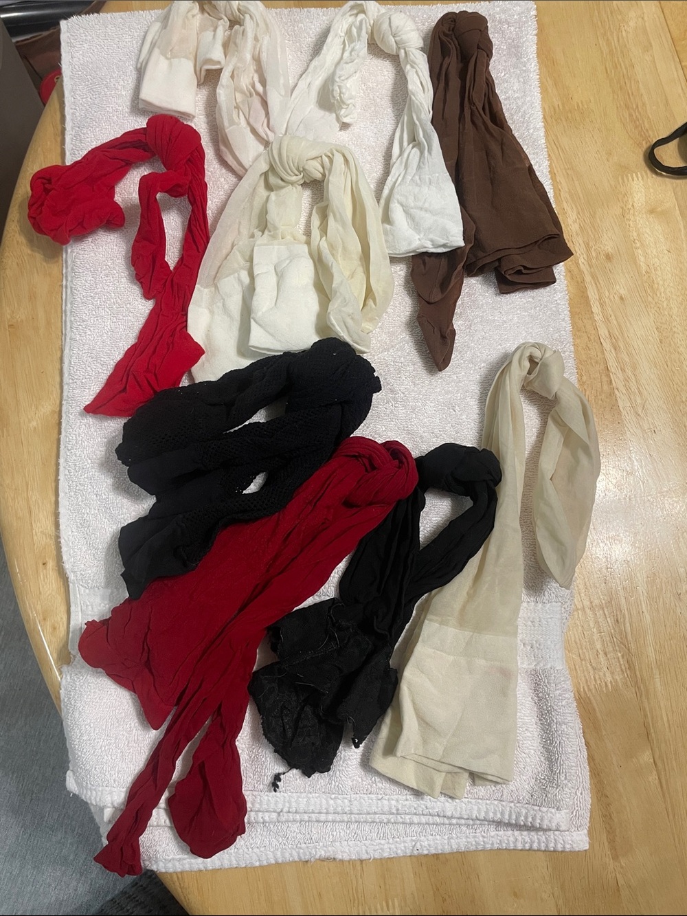 Mixed Sheer Pantyhose Bundle in Red, Black, Cream, Brown,